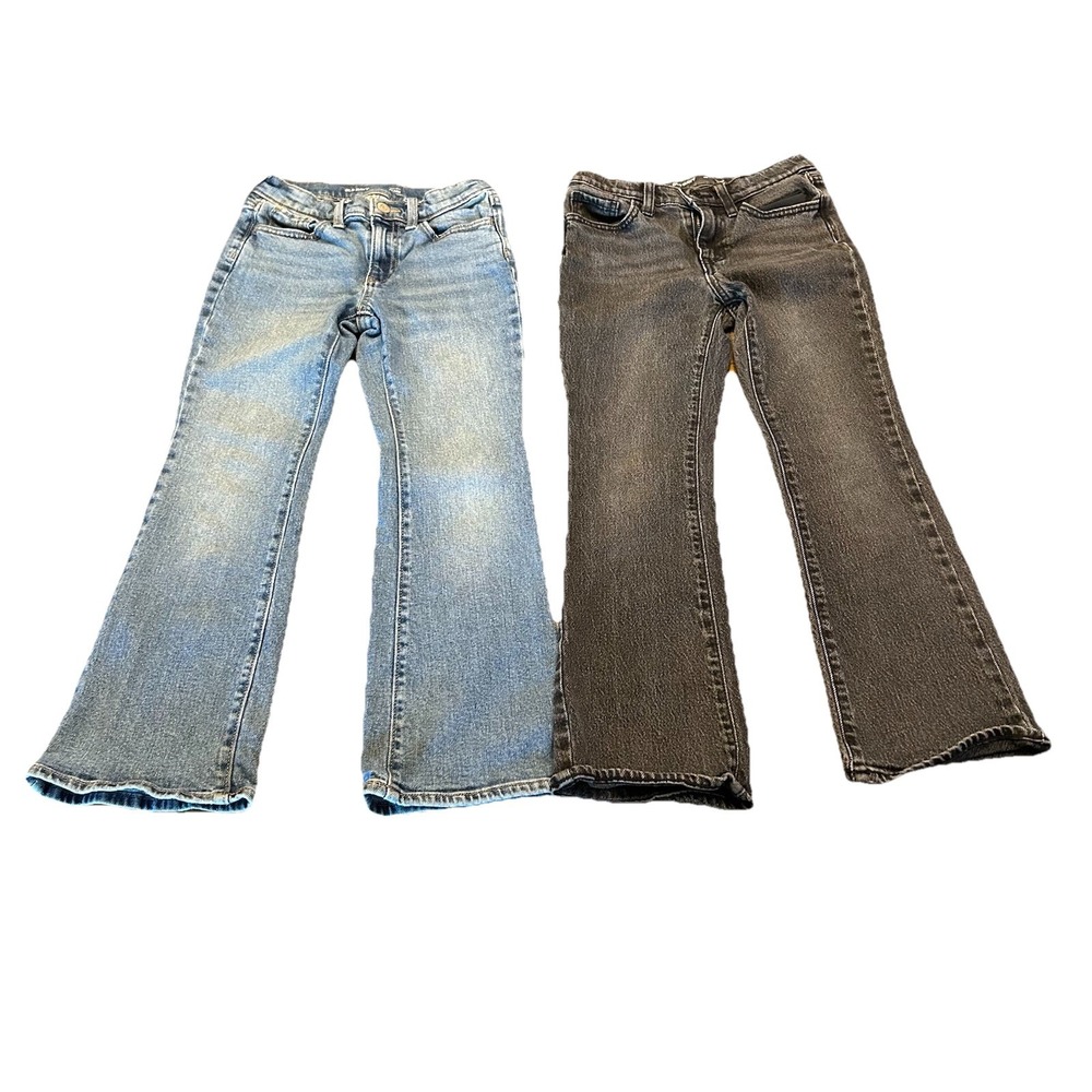 Set Of 2 Old Navy‎ Girls High Rise Flare Jeans Size 10 Black Wash Medium Wash